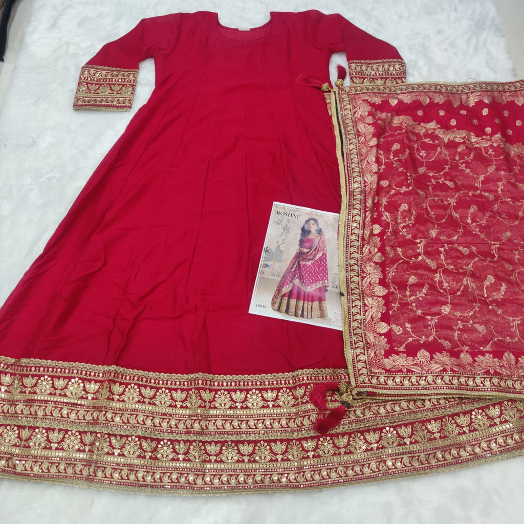 Aarshi Fashions Pink Silk Wedding Gowns