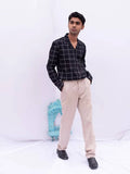 Diva Globe Cotton Black Checkard Lapel Collar Shirt - Distacart