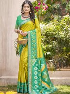 Shree Shyam Fashion Pochampalli Silk Mustard Yellow Saree - Distacart