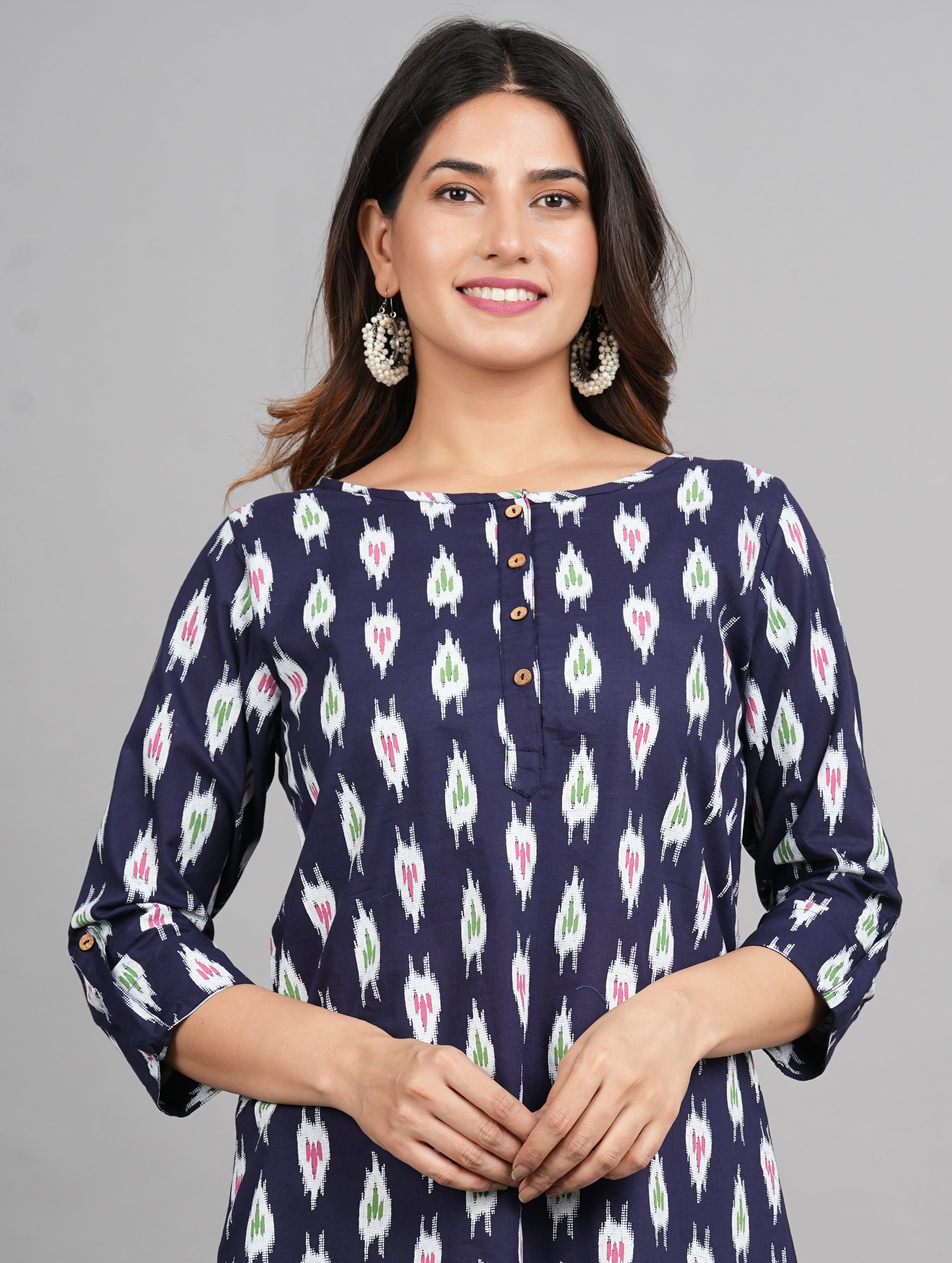 House of RP Women Cotton Blue Graphic Print Casual Top
