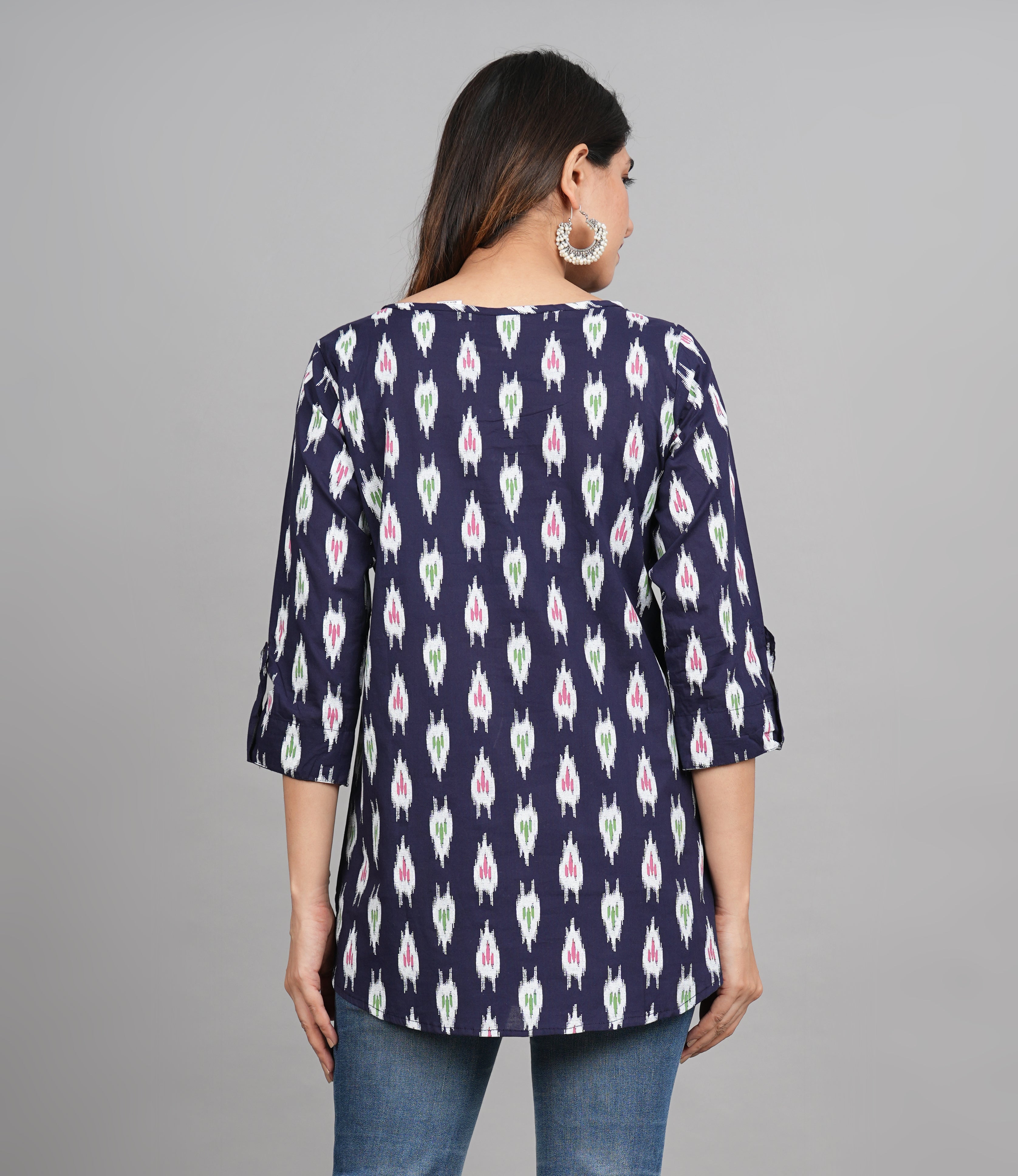 House of RP Women Cotton Blue Graphic Print Casual Top