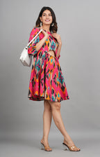 House of RP Women Cotton Pink Fit and Flare Short Dress - Distacart