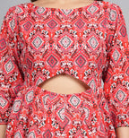 House of RP Women Cotton Red Fit and Flare Short Dress - Distacart
