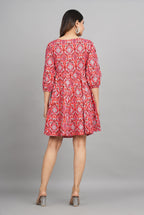 House of RP Women Cotton Red Fit and Flare Short Dress - Distacart