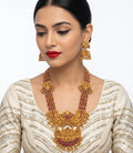 Jewel City Stunning Gold-Plated Temple Jewelry Set | Traditional Haram & Jhumkas | Bridal & Festival Wear - Distacart