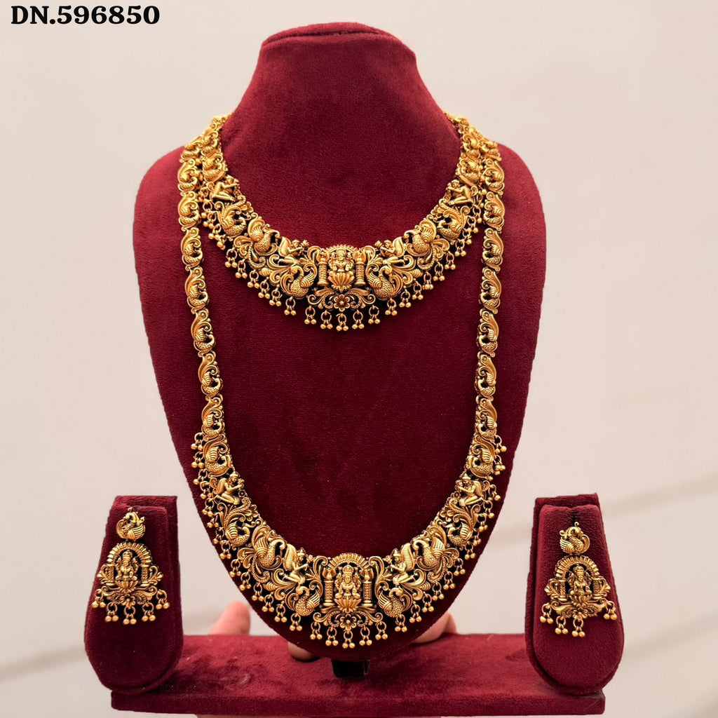 Jewel City Handcrafted Traditional Gold-Plated Temple Jewelry Set | Ethnic Bridal Lakshmi Necklace & Earrings for Women - Distacart