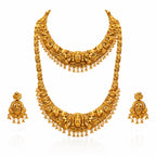 Jewel City Handcrafted Traditional Gold-Plated Temple Jewelry Set | Ethnic Bridal Lakshmi Necklace & Earrings for Women - Distacart