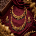 Jewel City Handcrafted Traditional Gold-Plated Temple Jewelry Set | Ethnic Bridal Lakshmi Necklace & Earrings for Women - Distacart