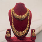 Jewel City Handcrafted Traditional Gold-Plated Temple Jewelry Set | Ethnic Bridal Lakshmi Necklace & Earrings for Women - Distacart