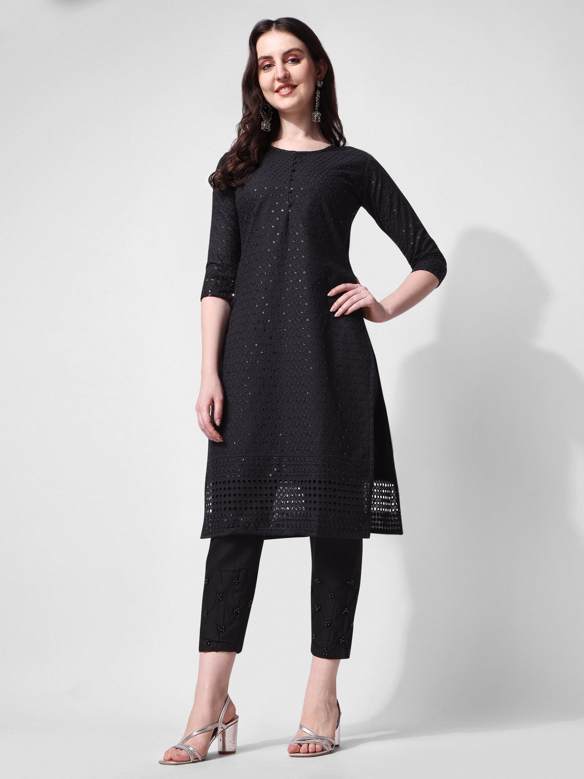 Embroidered Kurta With Pant, Multicolor - Hiral Fashion - Distacart