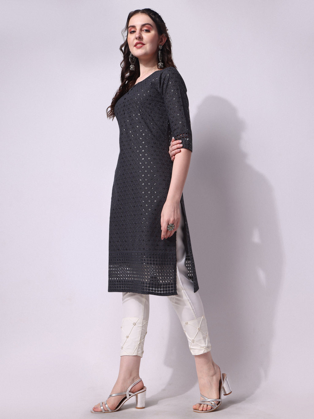 Embroidered Kurta With Pant, Multicolor - Hiral Fashion - Distacart