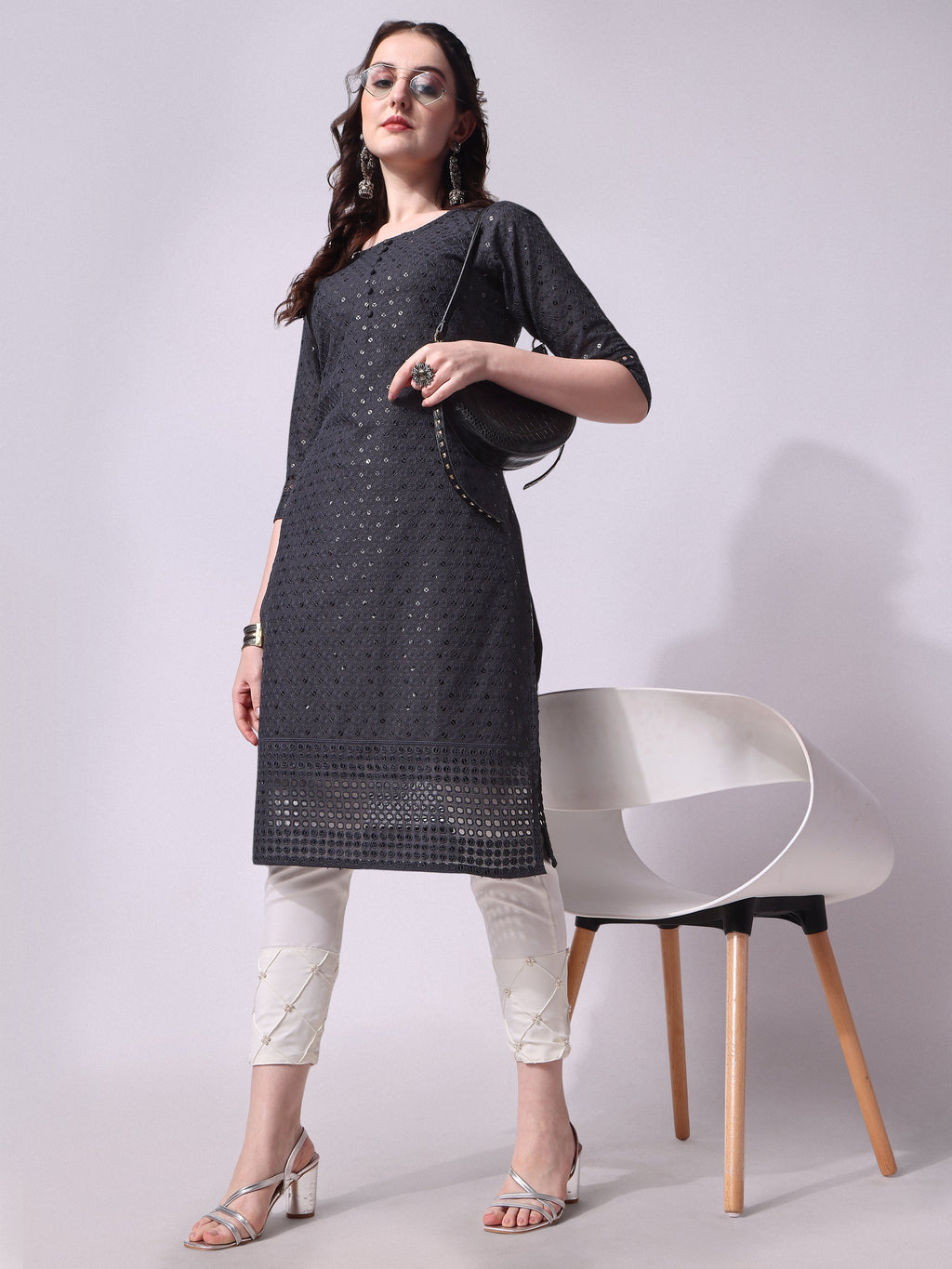 Embroidered Kurta With Pant, Multicolor - Hiral Fashion - Distacart