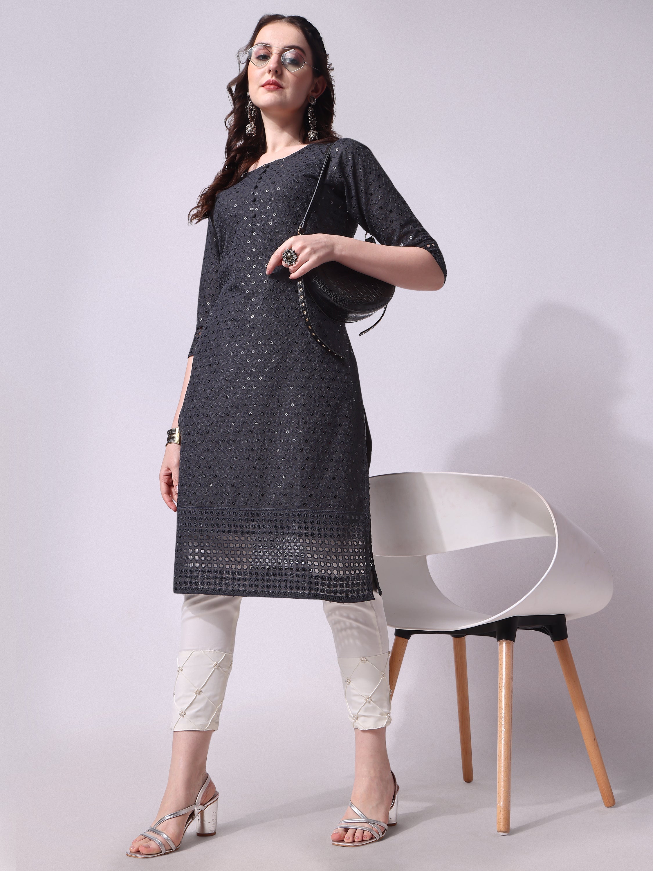 Embroidered Kurta With Pant, Multicolor - Hiral Fashion - Distacart