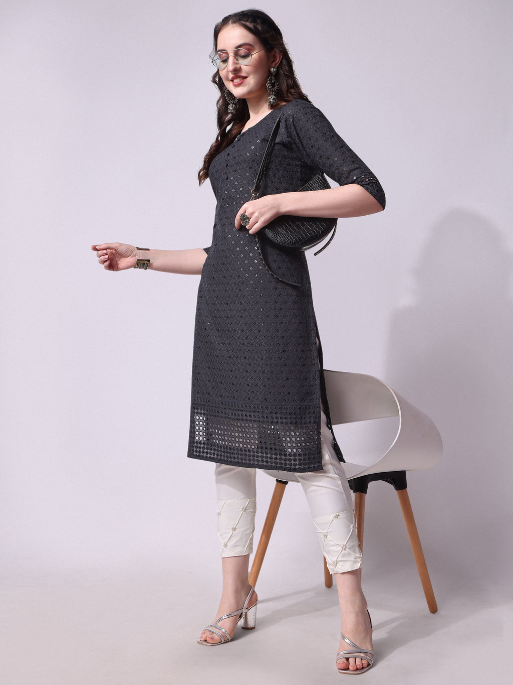 Embroidered Kurta With Pant, Multicolor - Hiral Fashion - Distacart