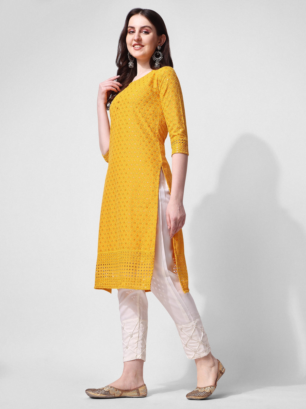 Embroidered Kurta With Pant, Multicolor - Hiral Fashion - Distacart