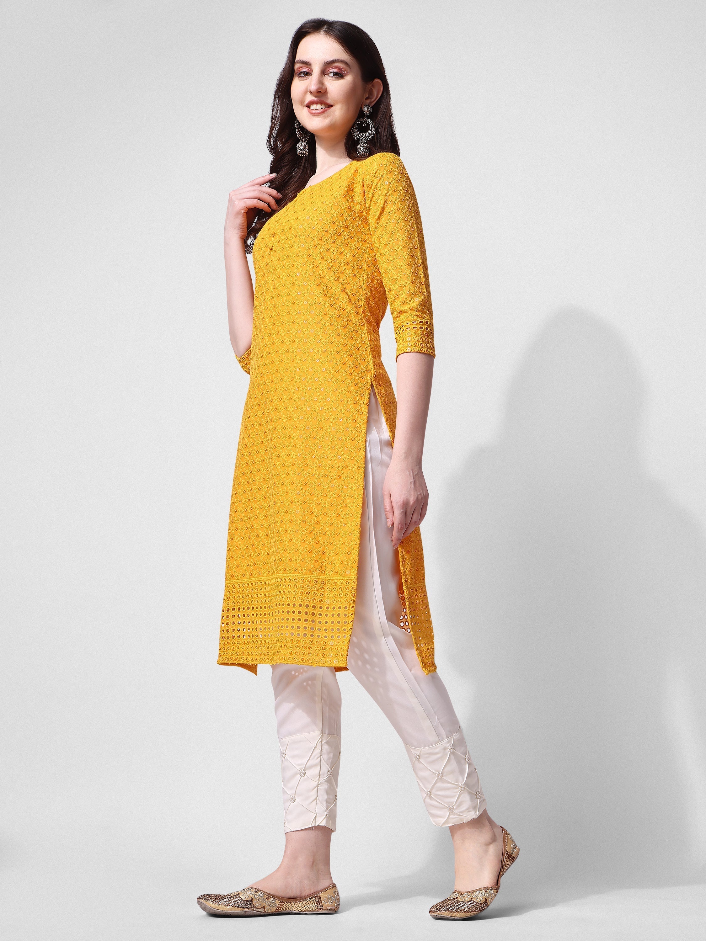 Embroidered Kurta With Pant, Multicolor - Hiral Fashion - Distacart