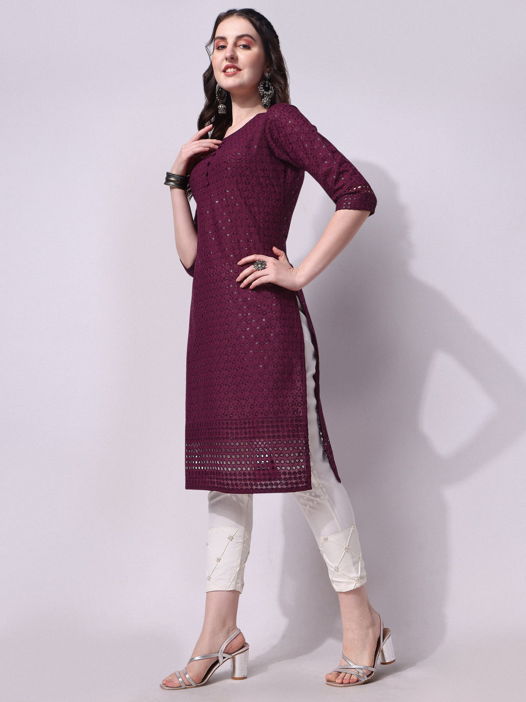 Embroidered Kurta With Pant, Multicolor - Hiral Fashion - Distacart