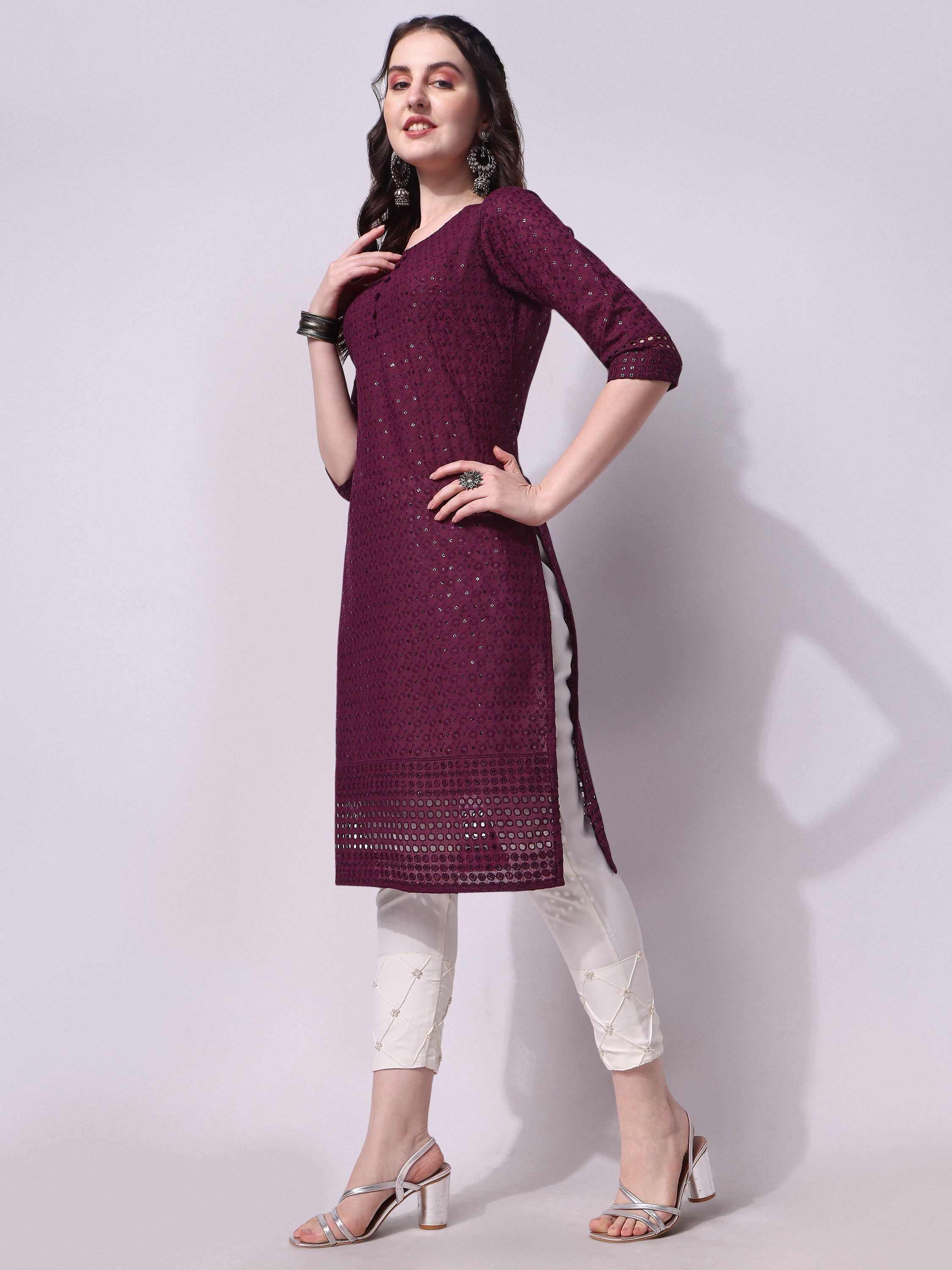 Embroidered Kurta With Pant, Multicolor - Hiral Fashion - Distacart