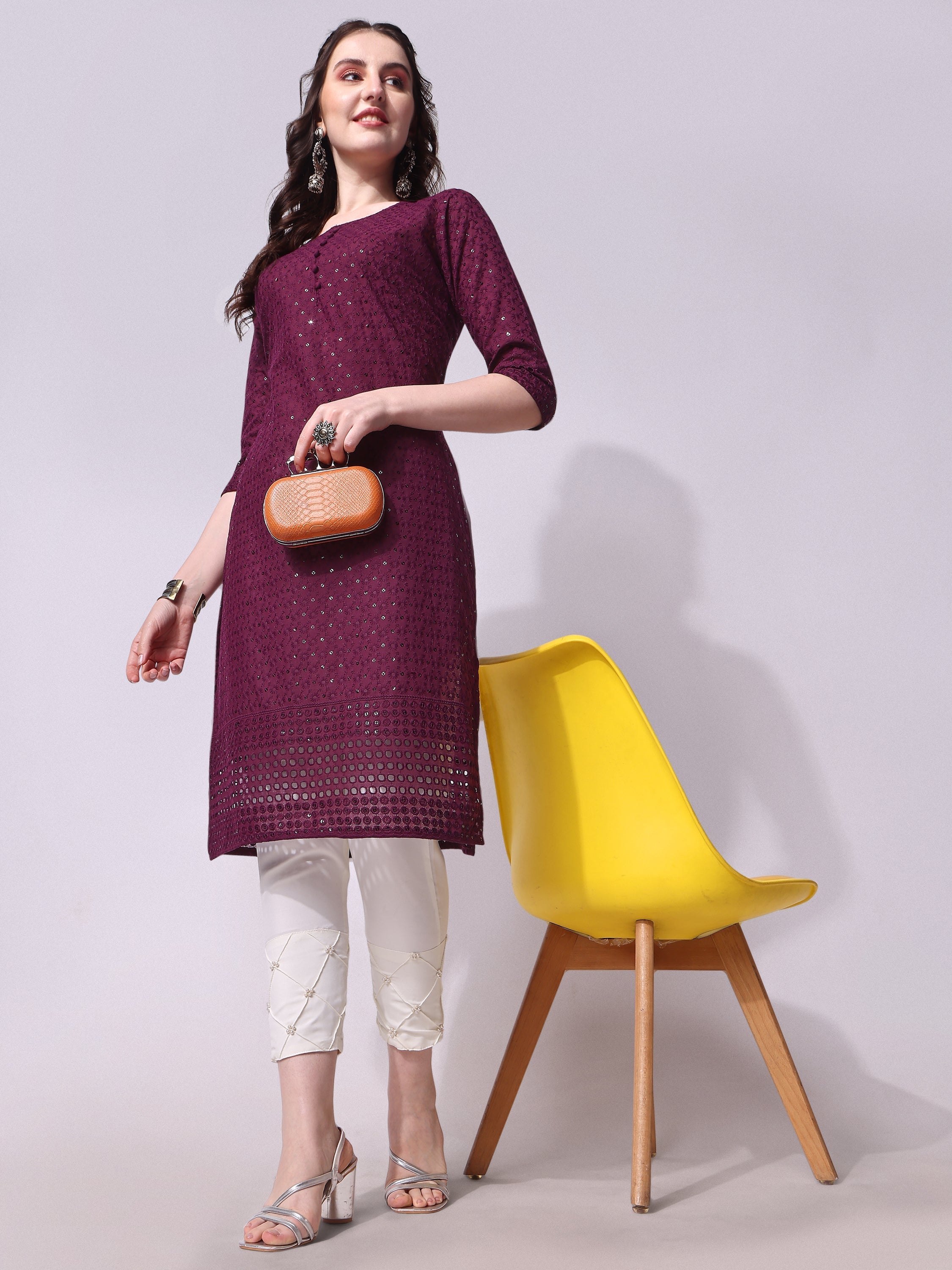 Embroidered Kurta With Pant, Multicolor - Hiral Fashion - Distacart