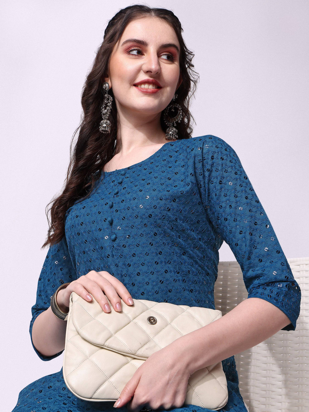 Embroidered Kurta With Pant, Multicolor - Hiral Fashion - Distacart