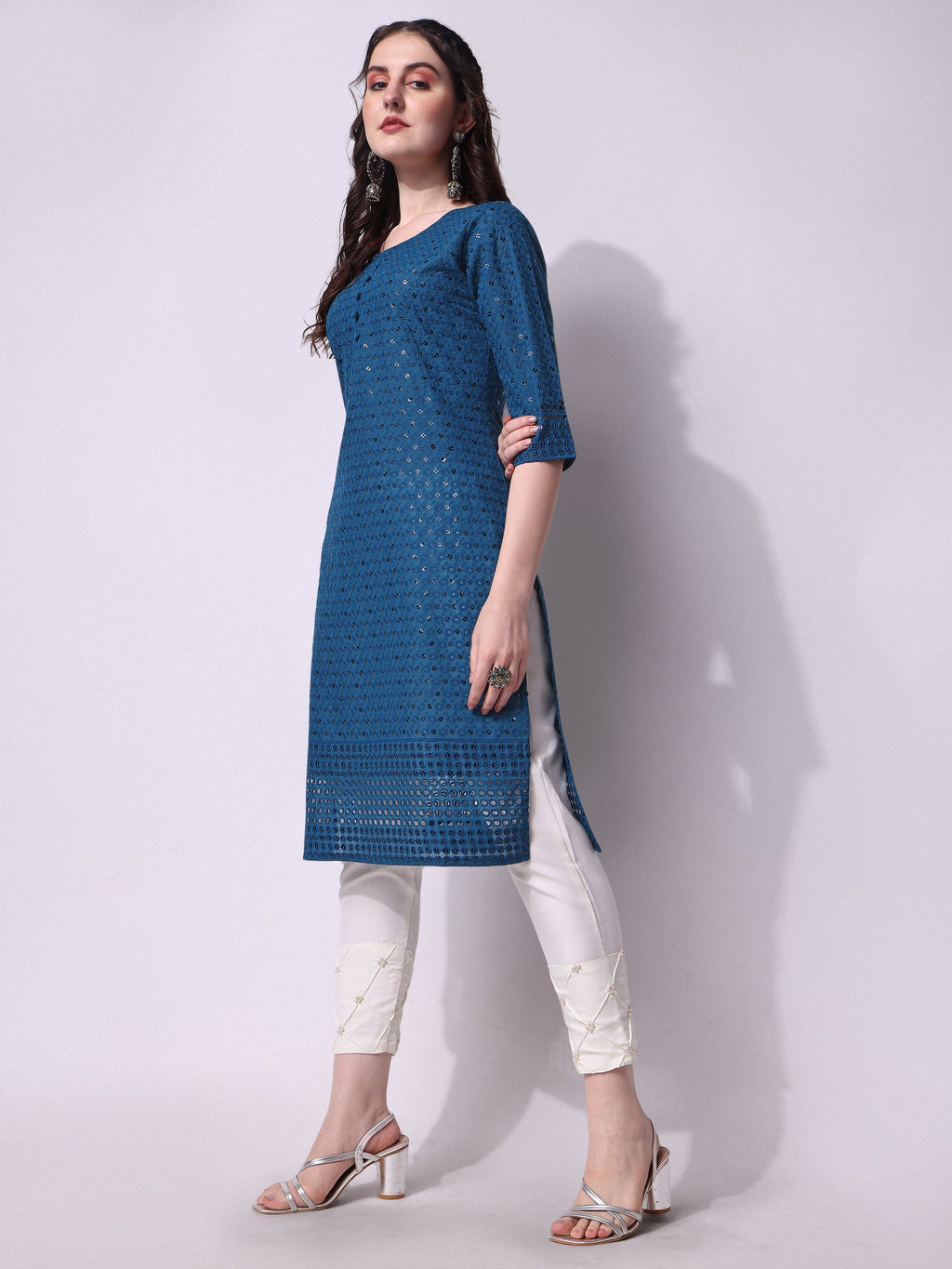 Embroidered Kurta With Pant, Multicolor - Hiral Fashion - Distacart