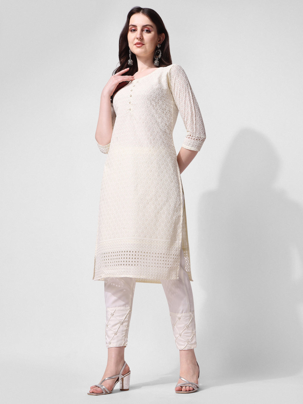 Embroidered Kurta With Pant, Multicolor - Hiral Fashion - Distacart