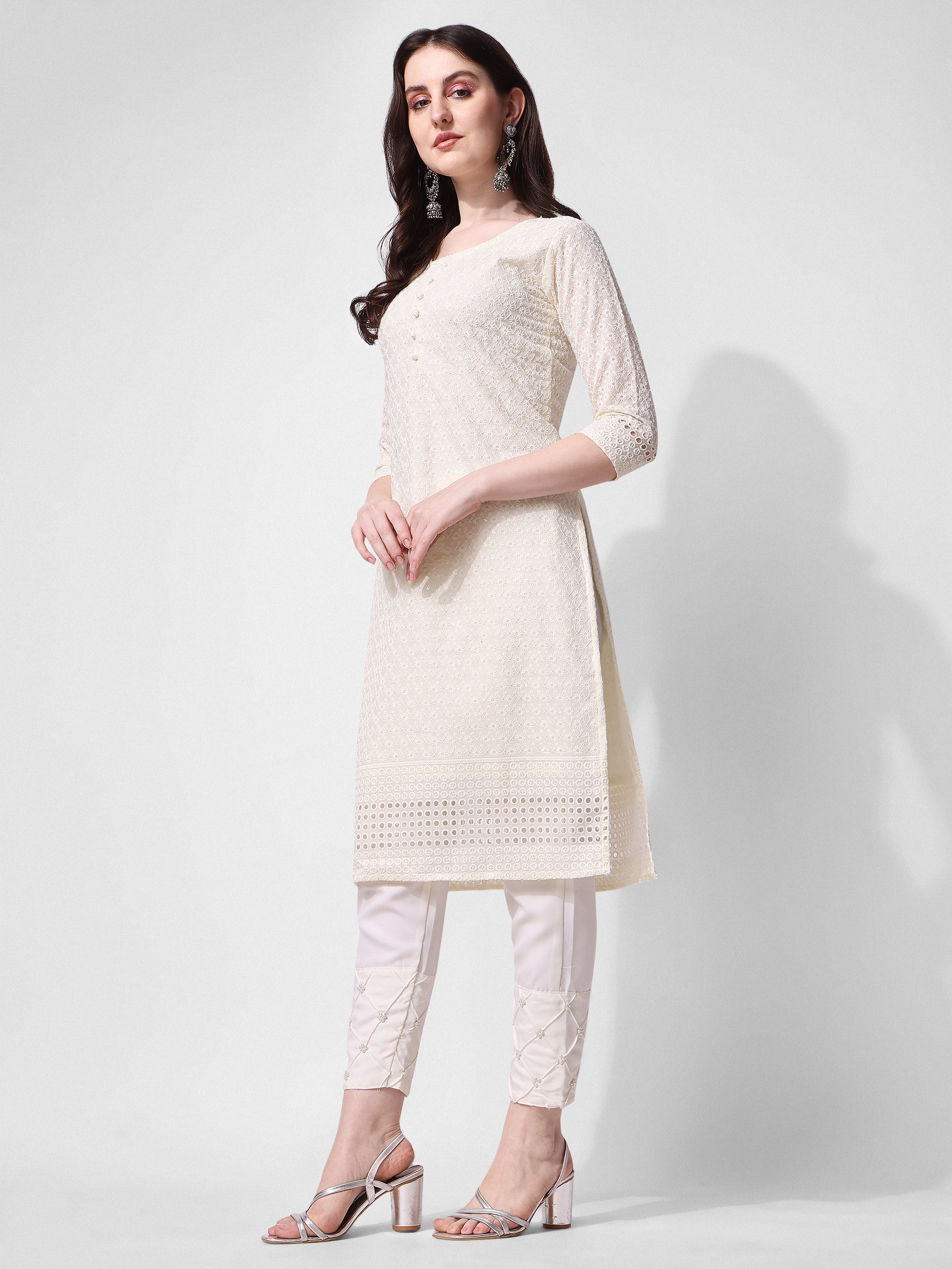 Embroidered Kurta With Pant, Multicolor - Hiral Fashion - Distacart