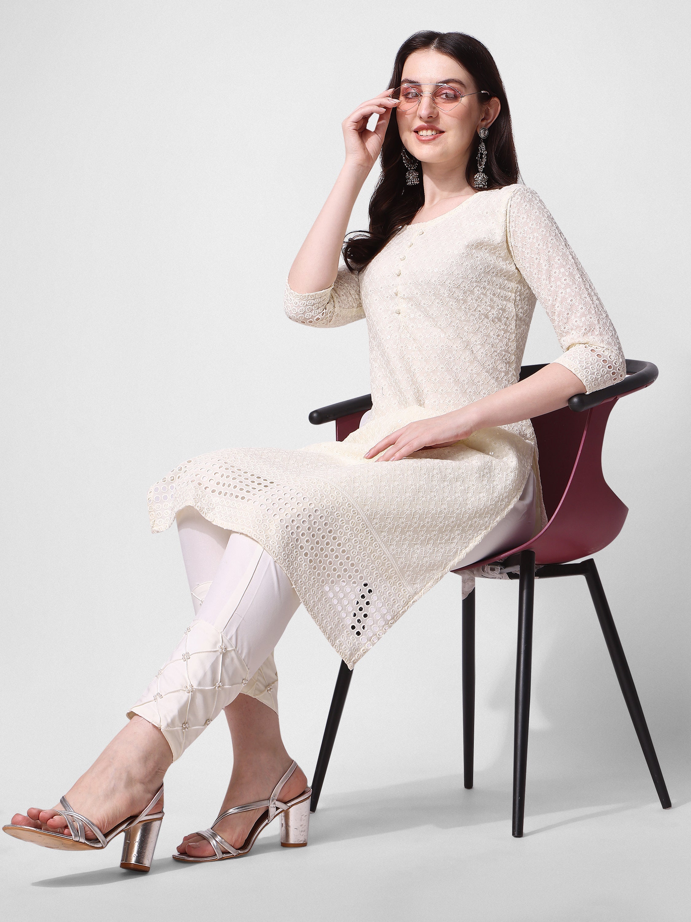 Embroidered Kurta With Pant, Multicolor - Hiral Fashion - Distacart