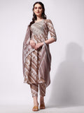 Nayra Cut Embroidered Kurta With Pant And Dupatta Set, Multicolor - Hiral Fashion - Distacart