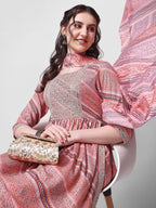 Nayra Cut Embroidered Kurta With Pant And Dupatta Set, Multicolor - Hiral Fashion - Distacart