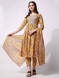 Nayra Cut Embroidered Kurta With Pant And Dupatta Set, Multicolor - Hiral Fashion - Distacart