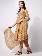 Nayra Cut Embroidered Kurta With Pant And Dupatta Set, Multicolor - Hiral Fashion - Distacart