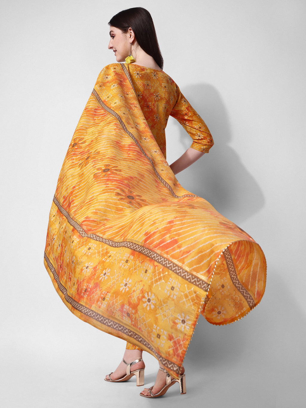 Printed & Embroidered Kurta With Pant & Dupatta Set, Multicolor - Hiral Fashion - Distacart