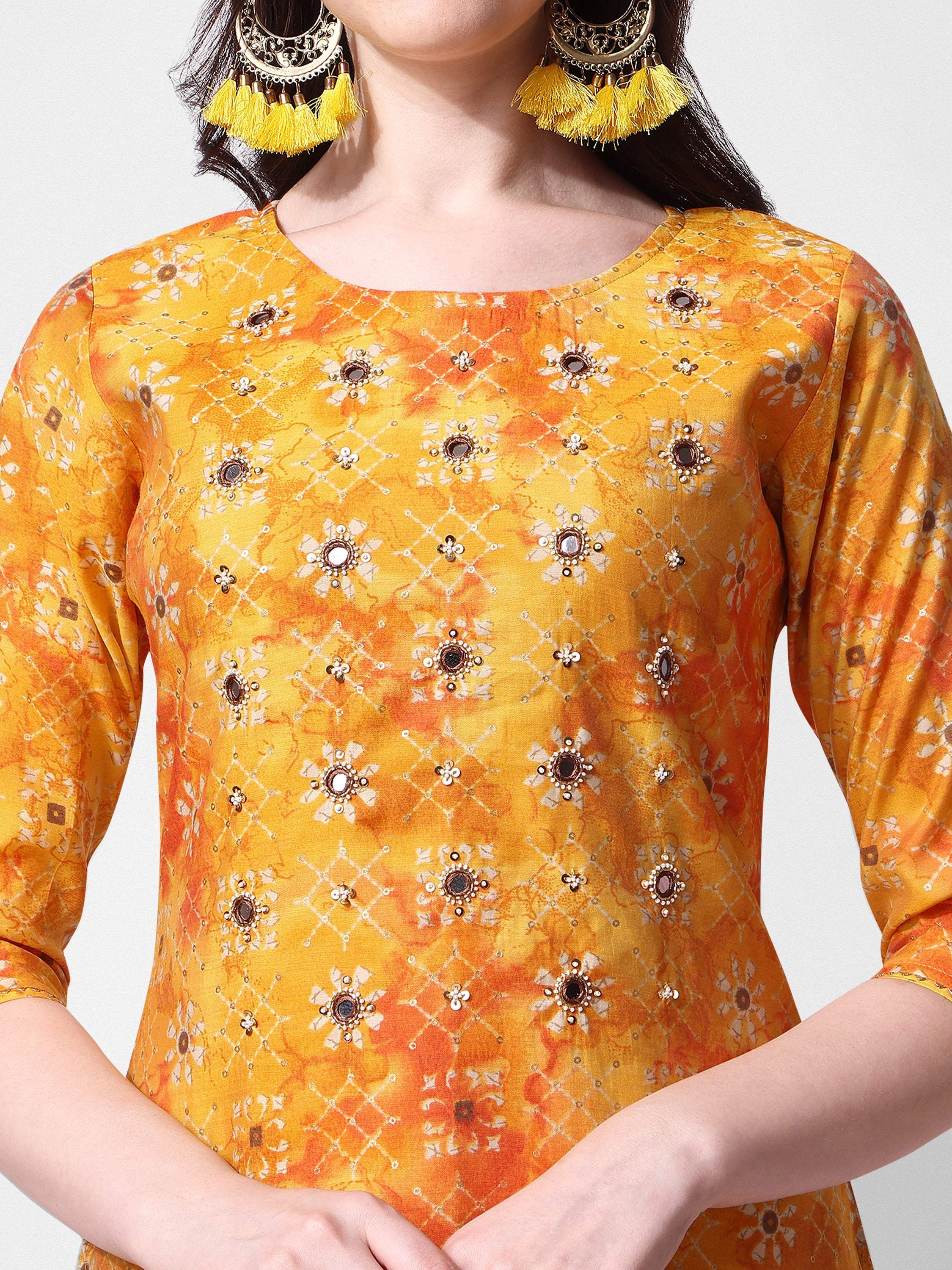 Printed & Embroidered Kurta With Pant & Dupatta Set, Multicolor - Hiral Fashion - Distacart