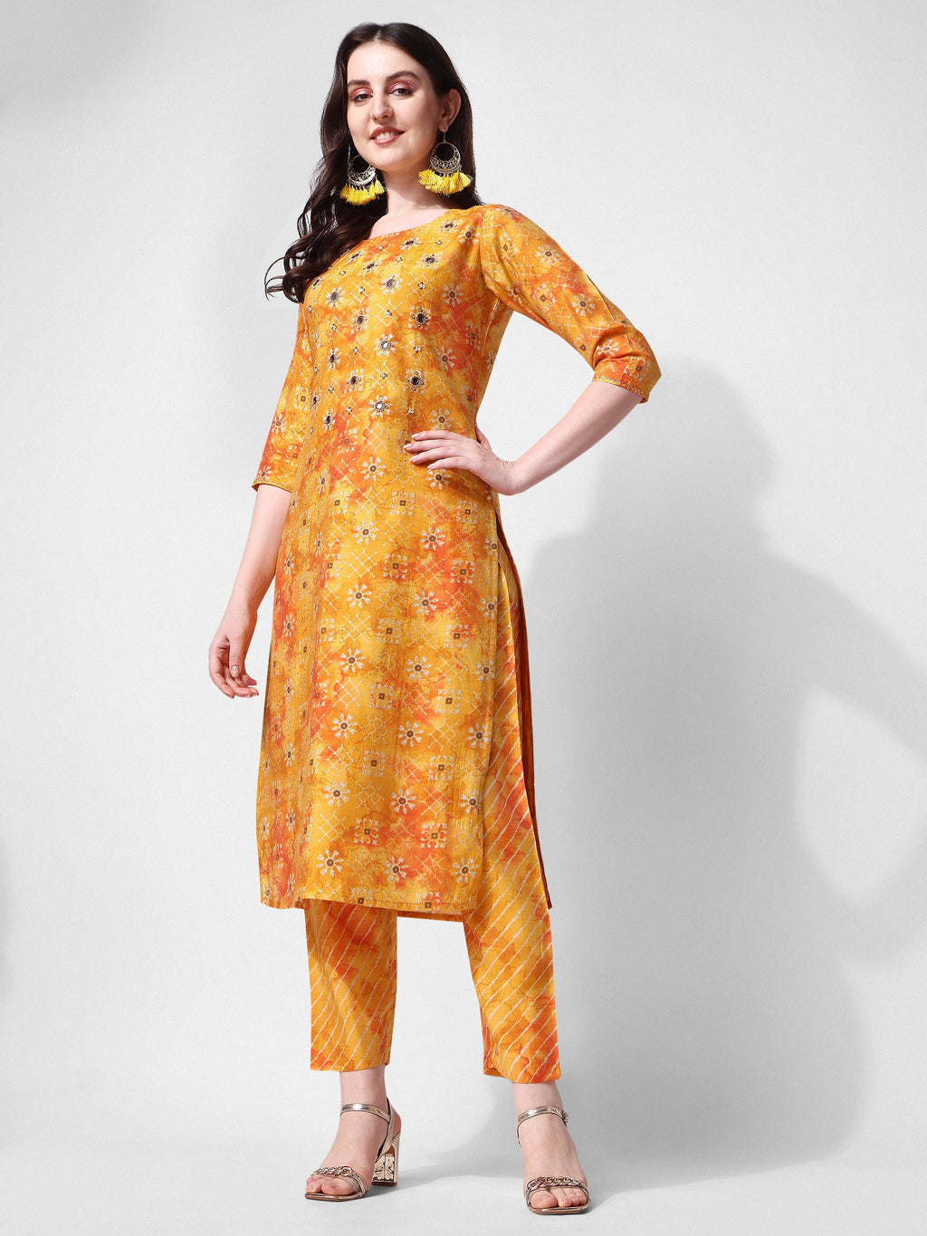 Printed & Embroidered Kurta With Pant & Dupatta Set, Multicolor - Hiral Fashion - Distacart