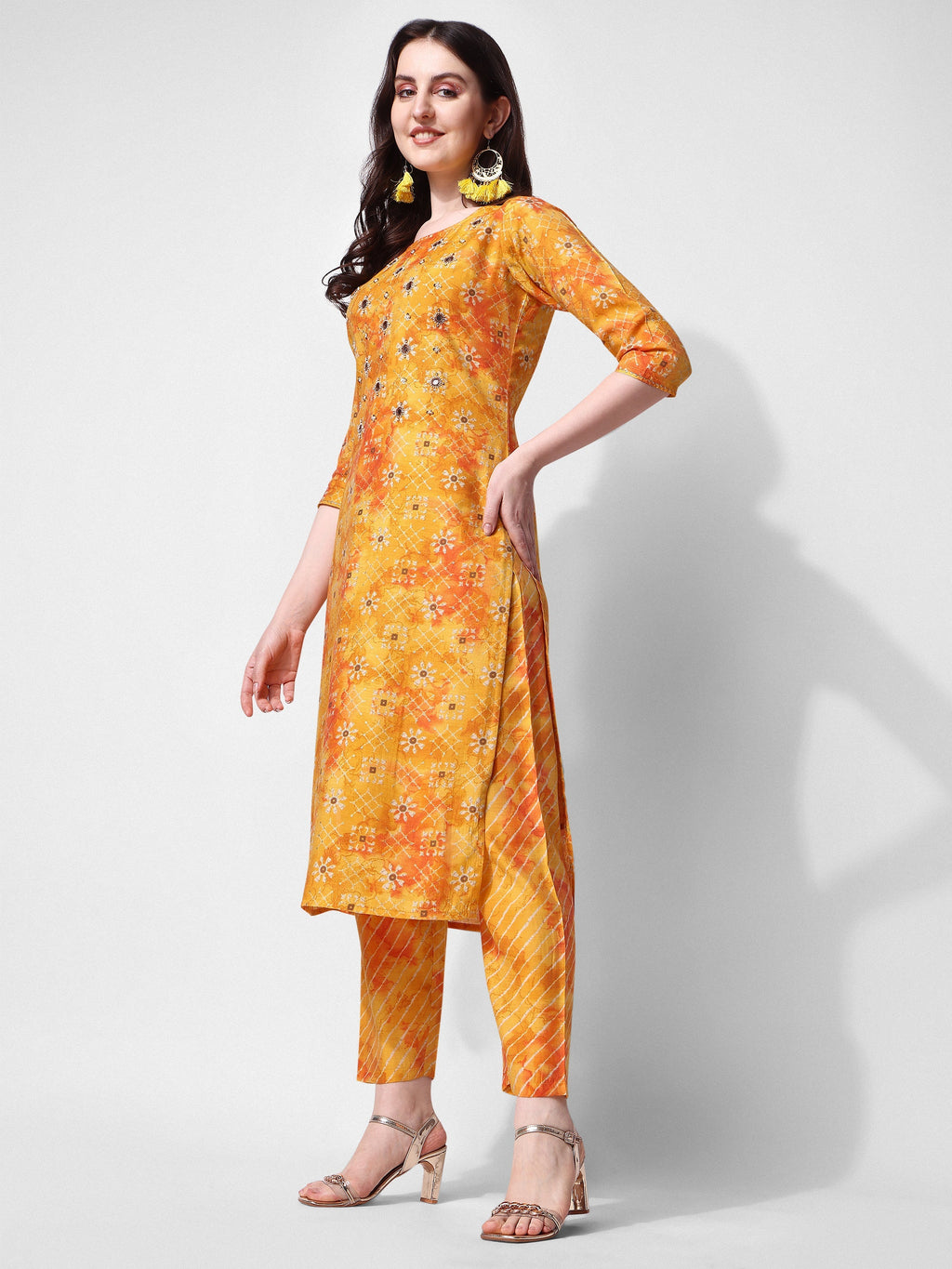 Printed & Embroidered Kurta With Pant & Dupatta Set, Multicolor - Hiral Fashion - Distacart