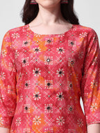 Printed & Embroidered Kurta With Pant & Dupatta Set, Multicolor - Hiral Fashion - Distacart
