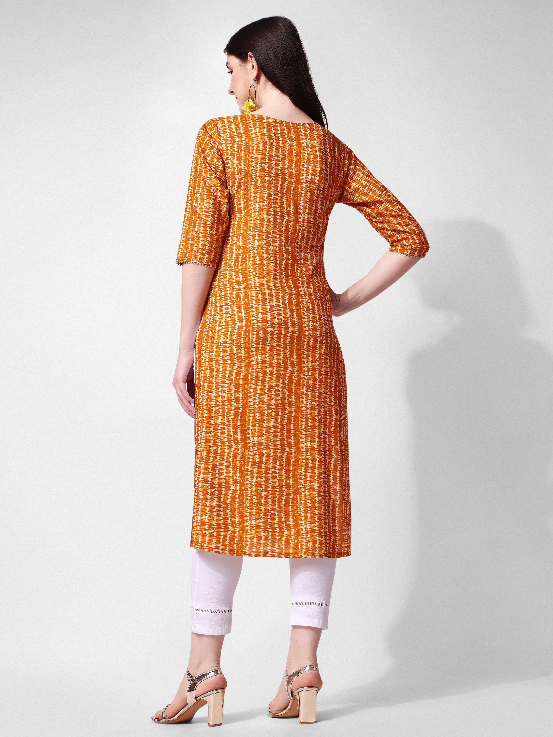 Shibori Printed And Embroidered Kurta, Multicolor - Hiral Fashion - Distacart