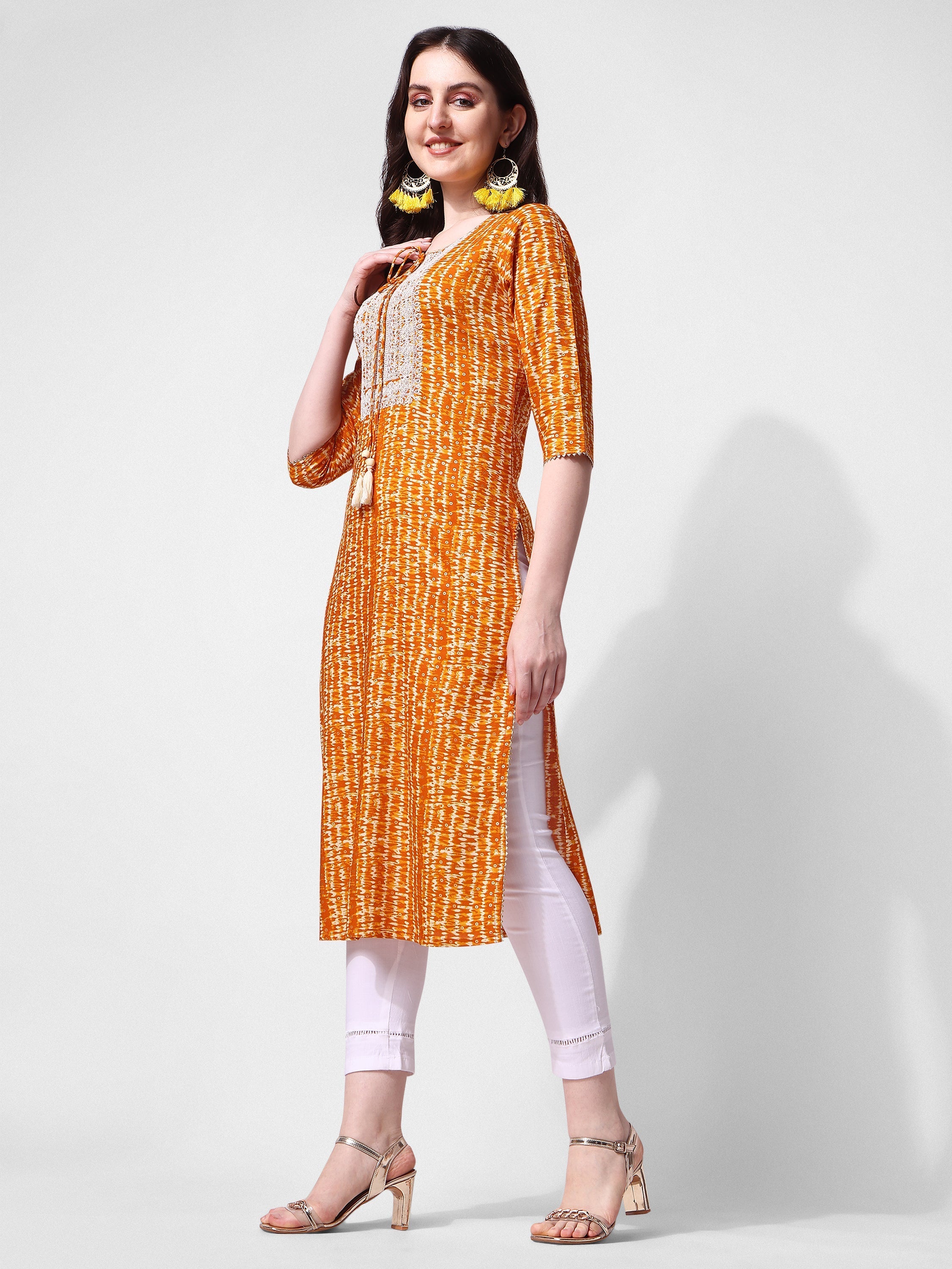 Shibori Printed And Embroidered Kurta, Multicolor - Hiral Fashion - Distacart