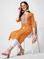 Shibori Printed And Embroidered Kurta, Multicolor - Hiral Fashion - Distacart