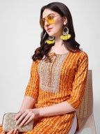 Shibori Printed And Embroidered Kurta, Multicolor - Hiral Fashion - Distacart