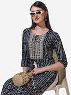 Shibori Printed And Embroidered Kurta, Multicolor - Hiral Fashion - Distacart