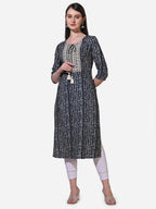 Shibori Printed And Embroidered Kurta, Multicolor - Hiral Fashion - Distacart