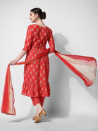 Nayra Cut Embroidered Kurta With Pant, Dupatta & Embroidered Belt Set, Multicolor - Hiral Fashion - Distacart