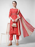 Nayra Cut Embroidered Kurta With Pant, Dupatta & Embroidered Belt Set, Multicolor - Hiral Fashion - Distacart