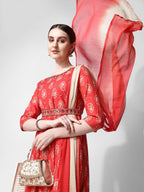 Nayra Cut Embroidered Kurta With Pant, Dupatta & Embroidered Belt Set, Multicolor - Hiral Fashion - Distacart