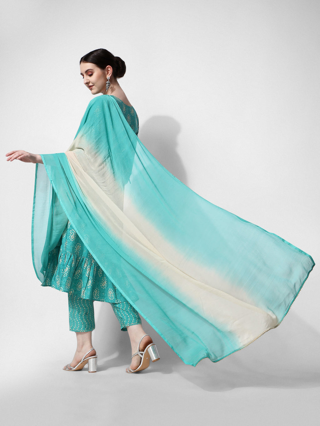 Nayra Cut Embroidered Kurta With Pant, Dupatta & Embroidered Belt Set, Multicolor - Hiral Fashion - Distacart