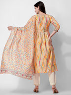 Nayra Cut Embroidered Kurta With Pant And Dupatta Set, Multicolor - Hiral Fashion - Distacart