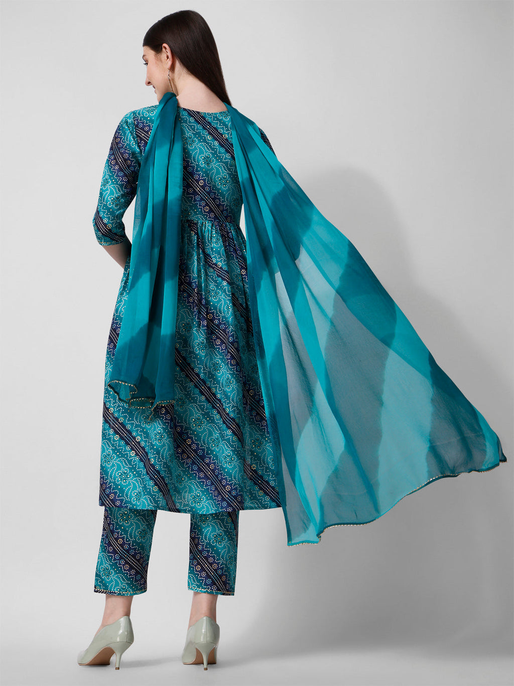 Embroidered & Printed Kurta With Pant And Dupatta Set, Multicolor - Hiral Fashion - Distacart