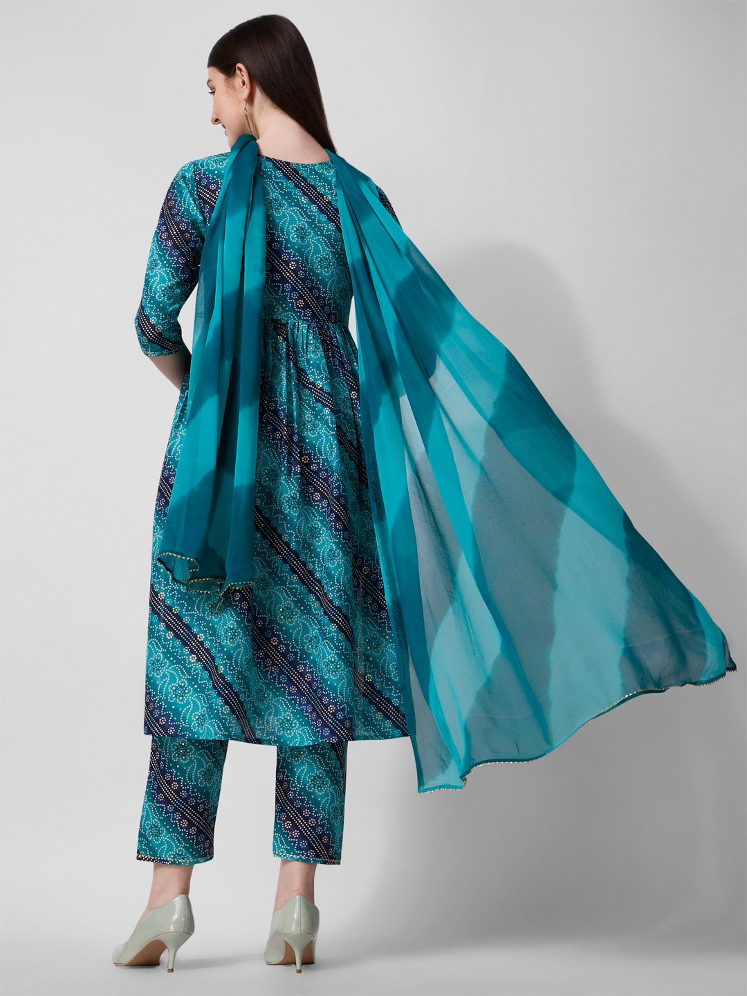 Embroidered & Printed Kurta With Pant And Dupatta Set, Multicolor - Hiral Fashion - Distacart
